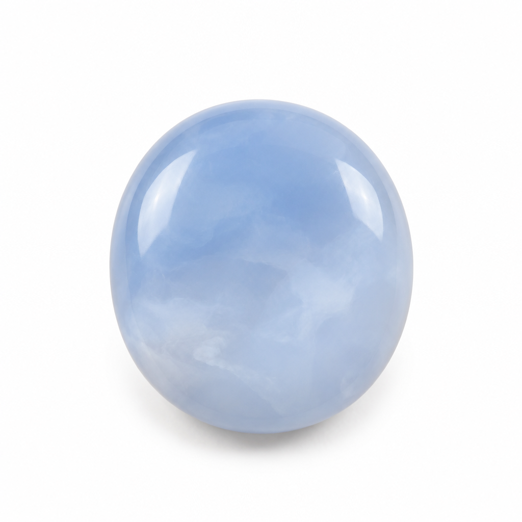 Chalcedony cabochon on white