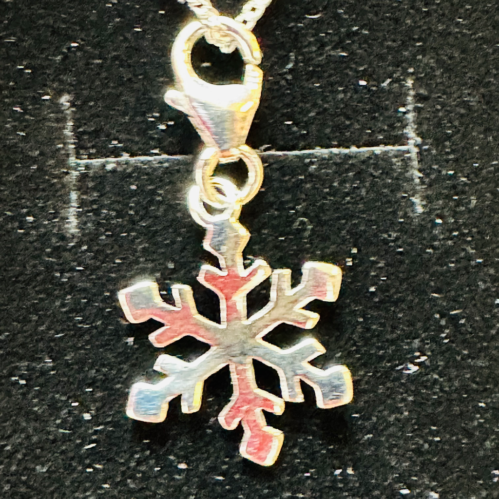 Sterking silver snowflake charm with 16 chain 925 image 2