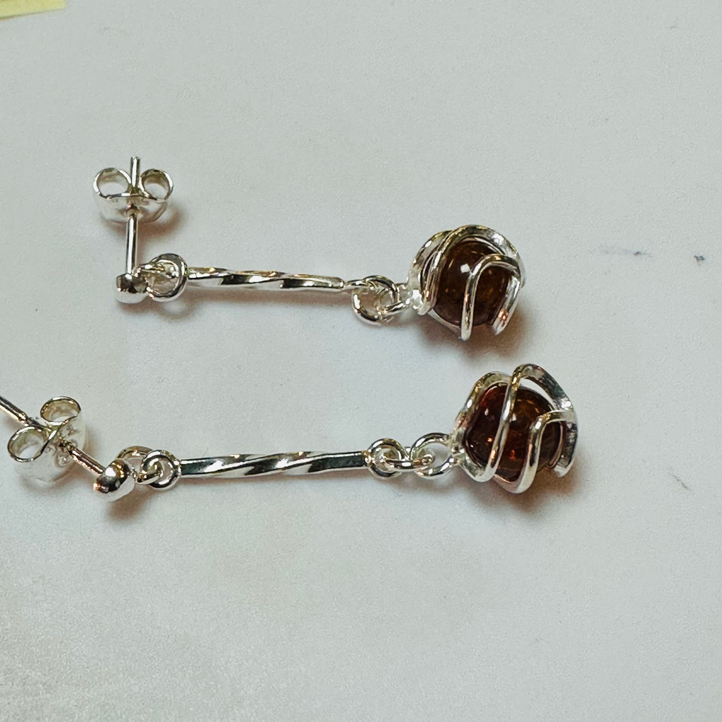 Sterling silver Amber long drop earrings  image 3
