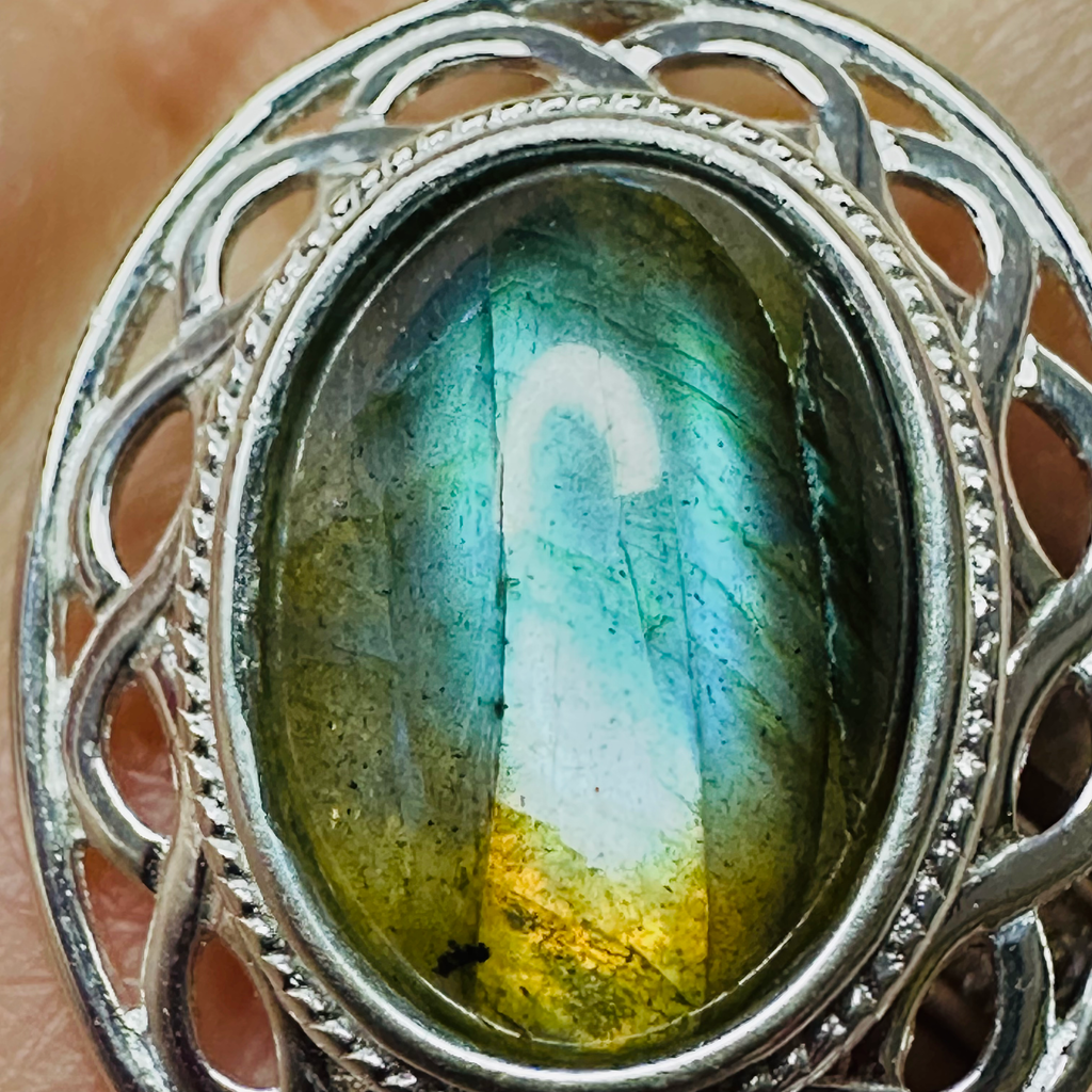 New  Labradorite 10x8 Sterling silver 18inch chain image 2