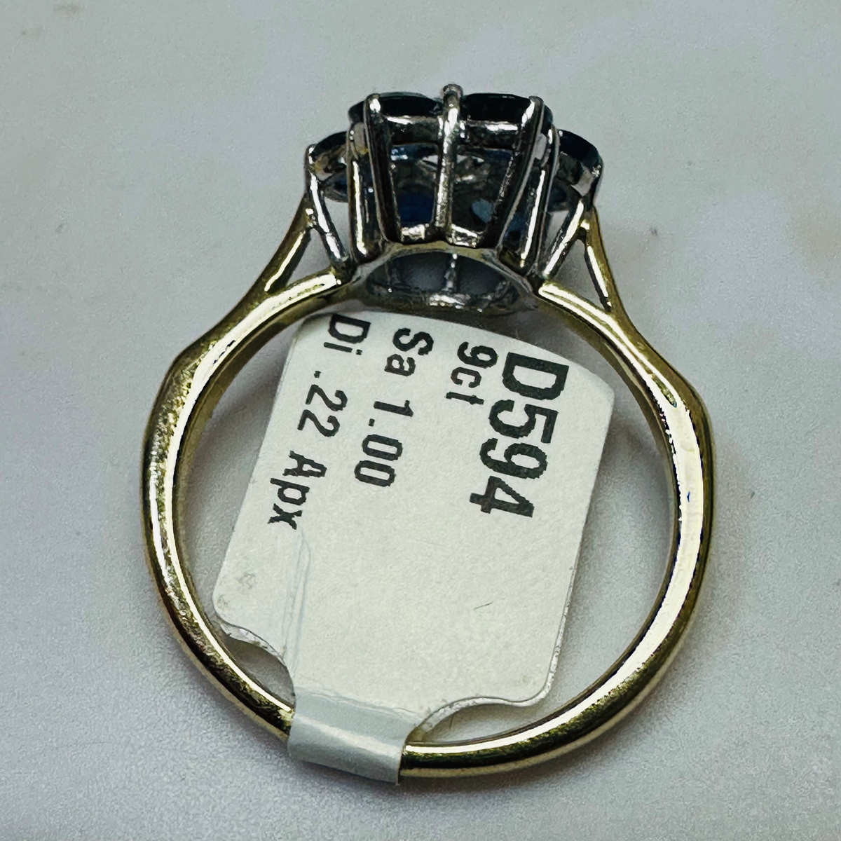 NEW 9ct Diamond and Sapphire Cluster Ring P 1/2 image 4