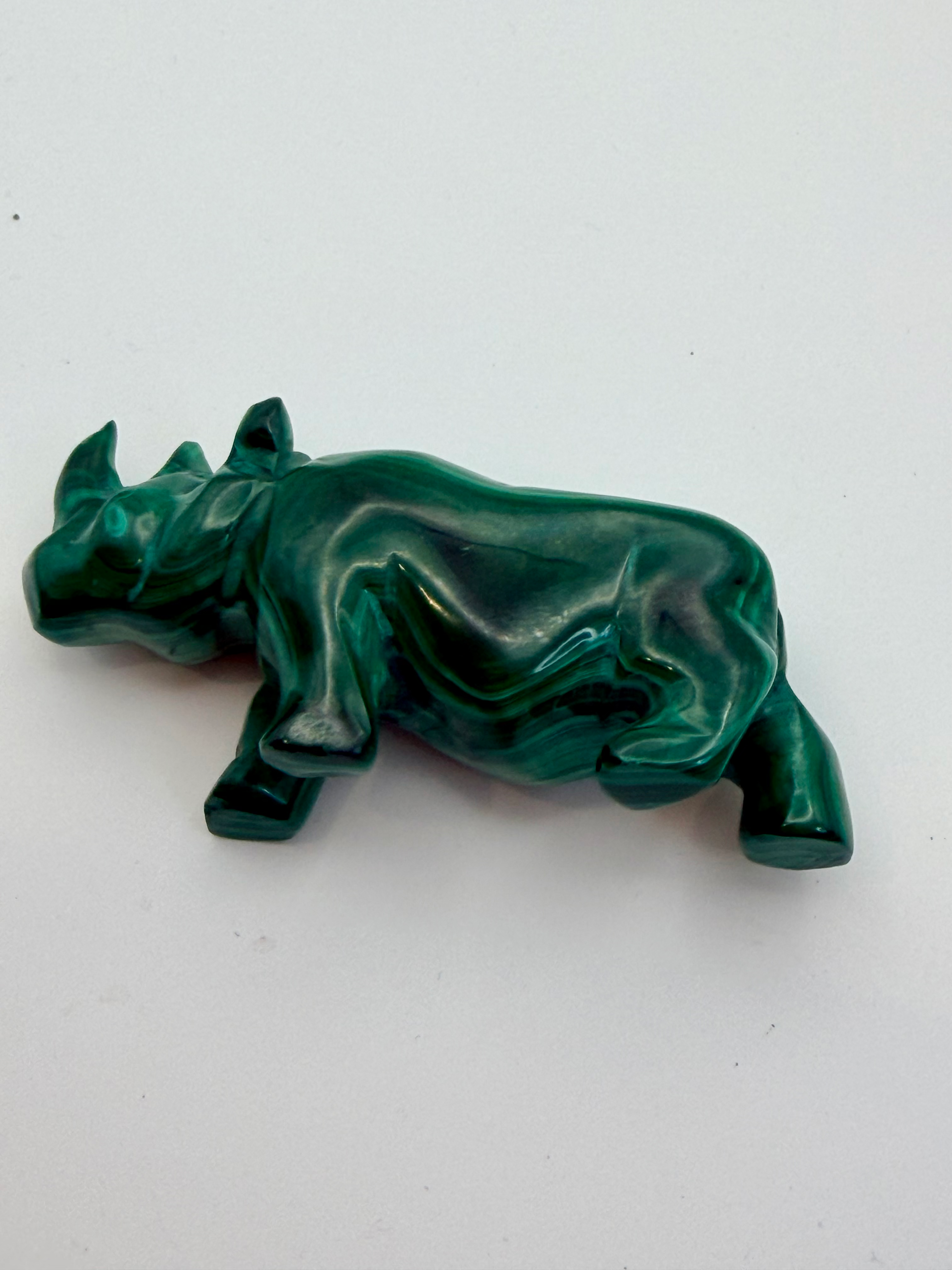 Malachite Carving of a Rhino 79mm across 121g image 7