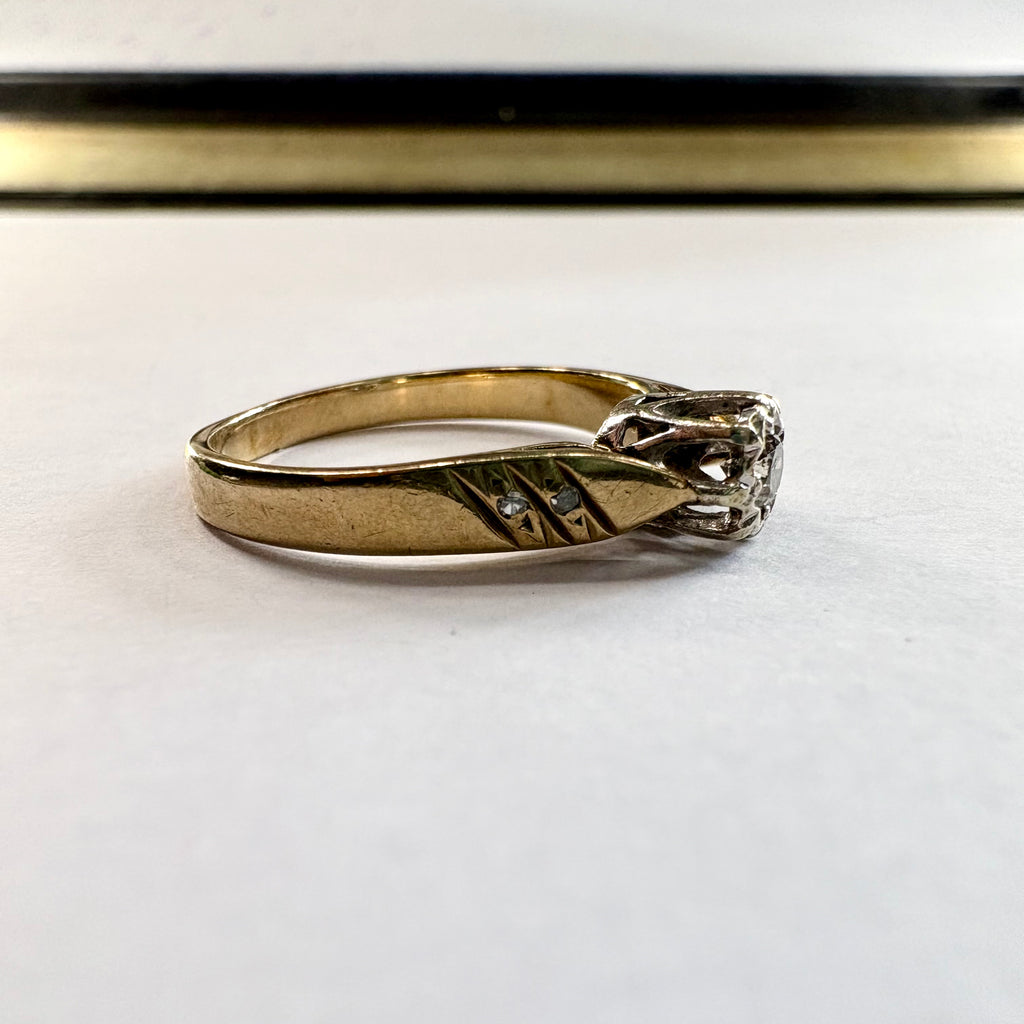 9ct yellow Gold diamond Ring N1/2 image 3