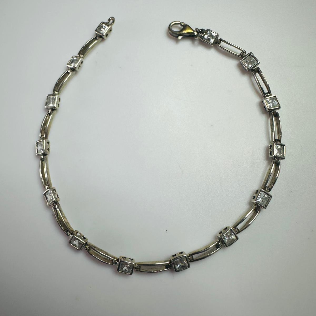 Sterling silver 3 mm square bracelet 18cm image 0