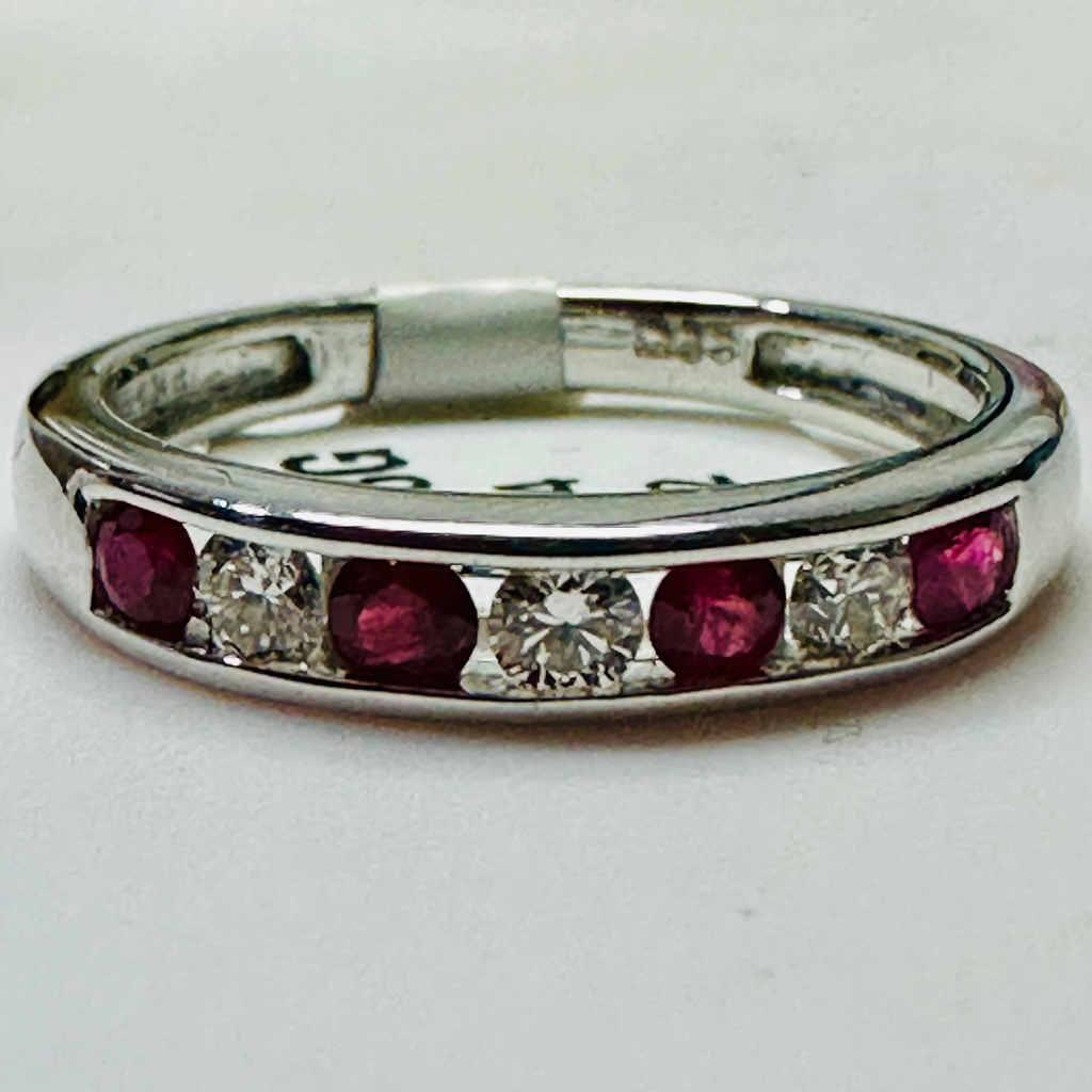NEW 18Ct Ruby and Diamond Eternity Ring Size M 1/2 image 1