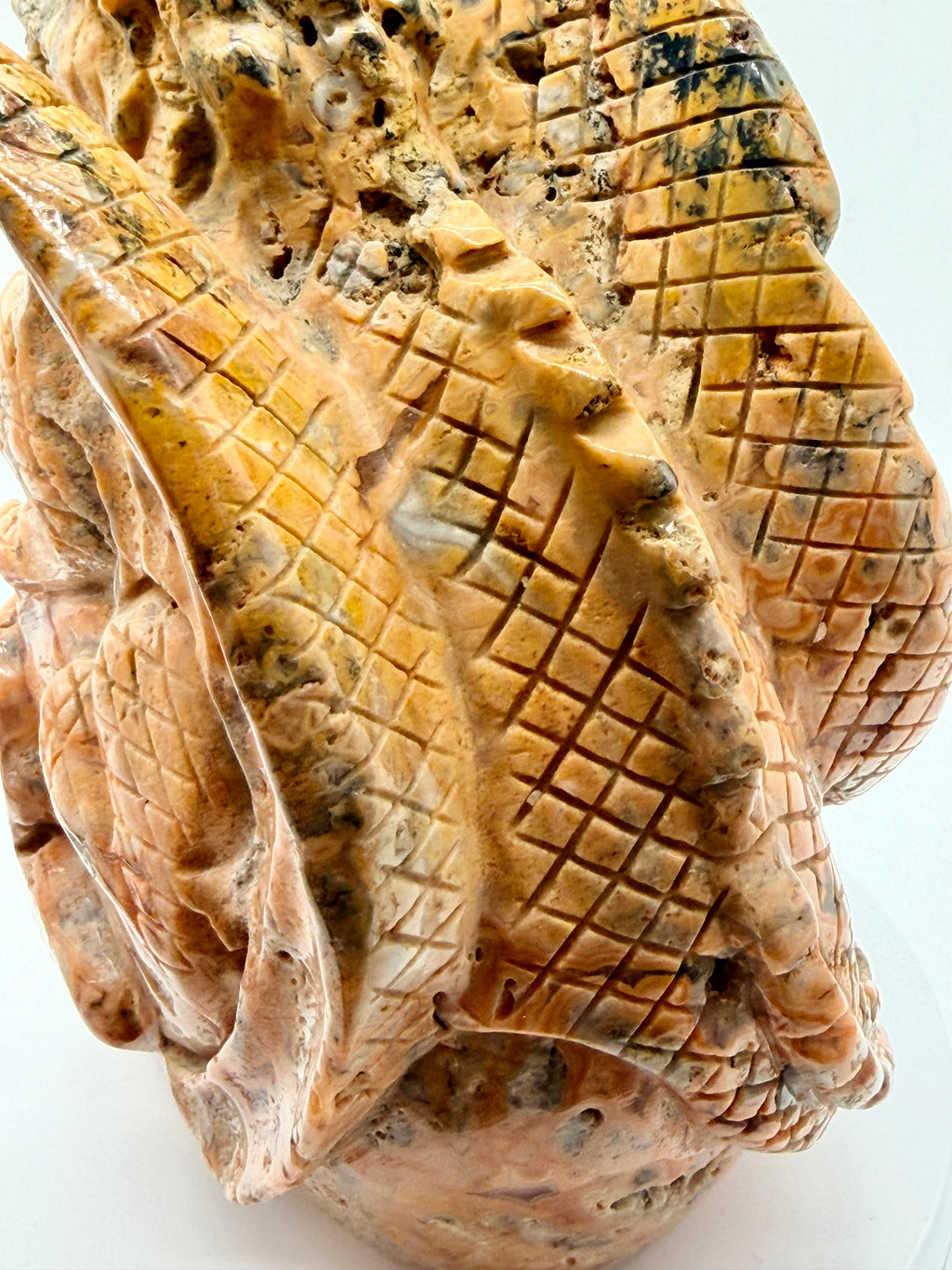 Crazy Lace Agate Skull Dragon Carving – Hand-Carved Gemstone Gothic Sculpture (2 image 7