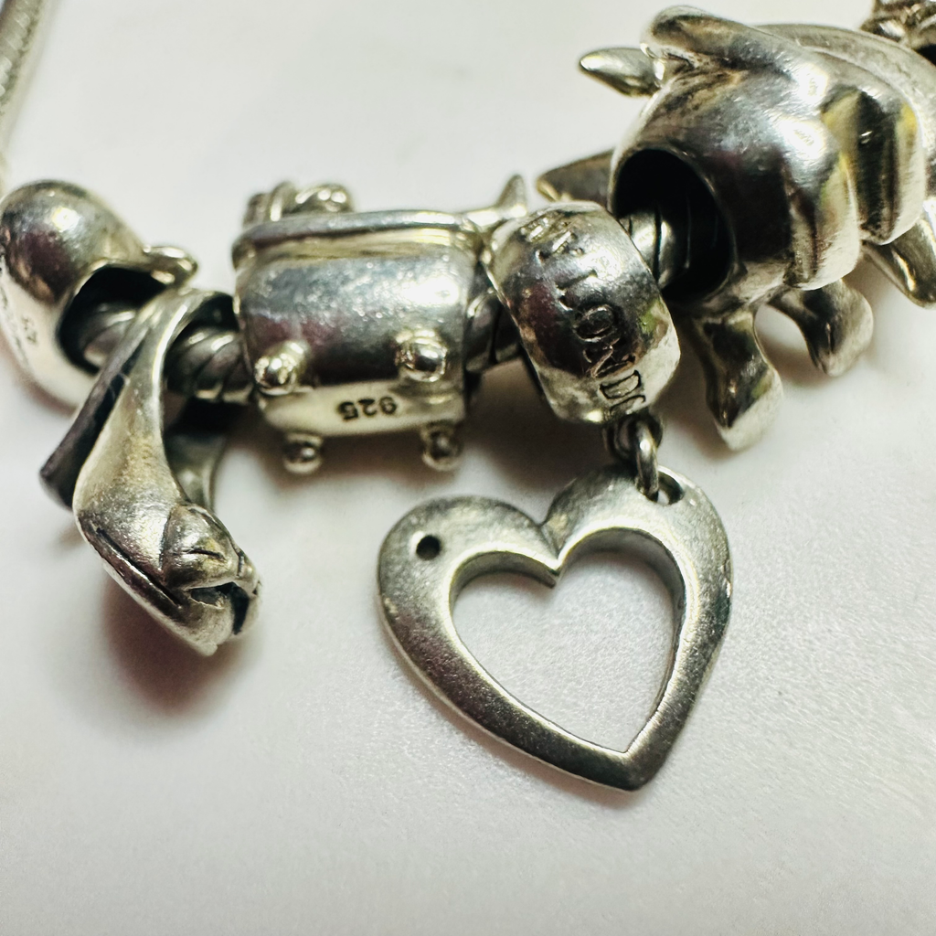 The charm company 925 charm bracelt with charms lady in bath cat and ghost image 1