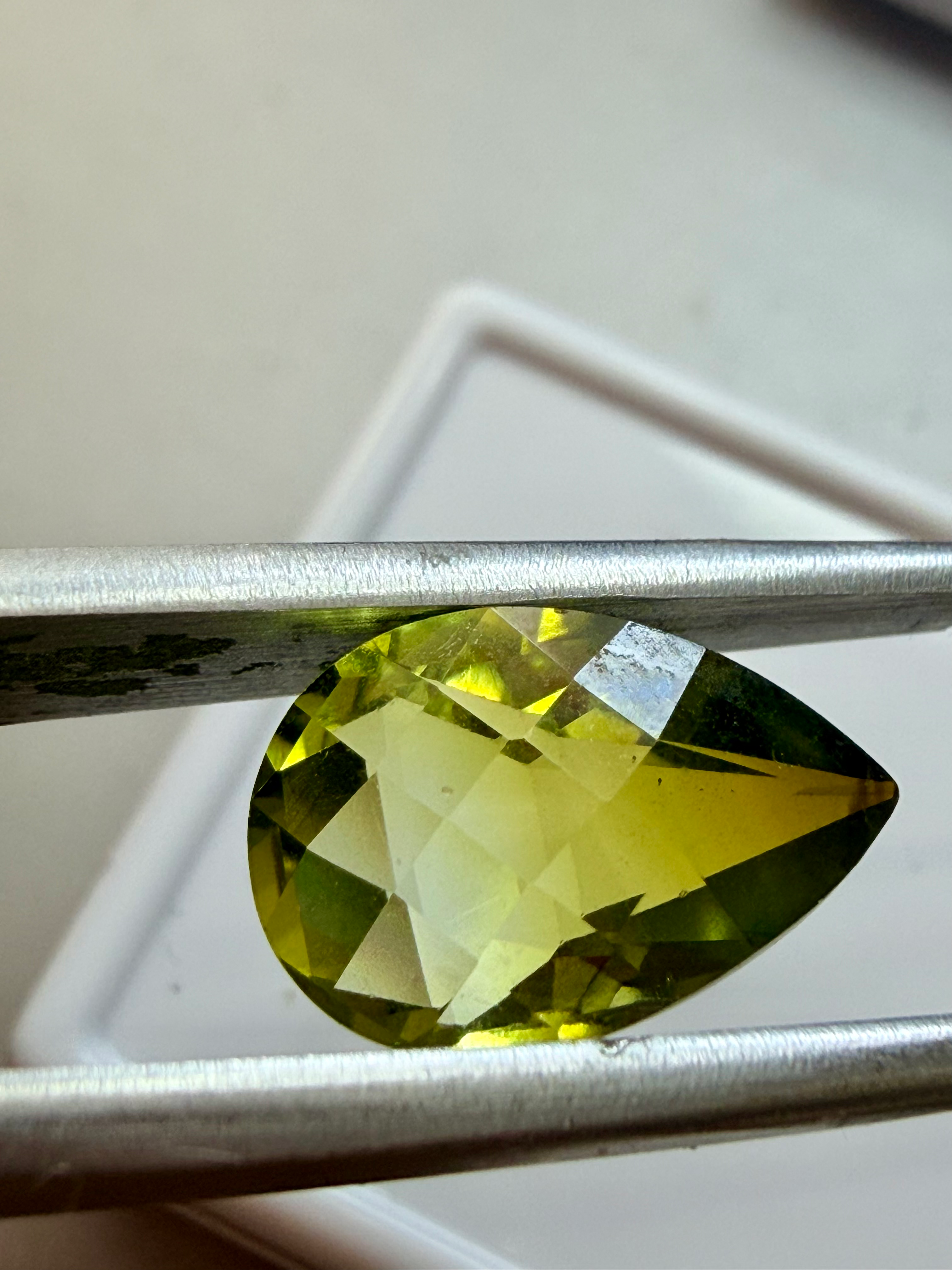 Yellow Tourmaline briolette drop 13x8.5.  4.18ct image 0