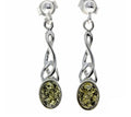 925 Sterling Silver & Baltic Amber Celtic Drop Earrings image 0