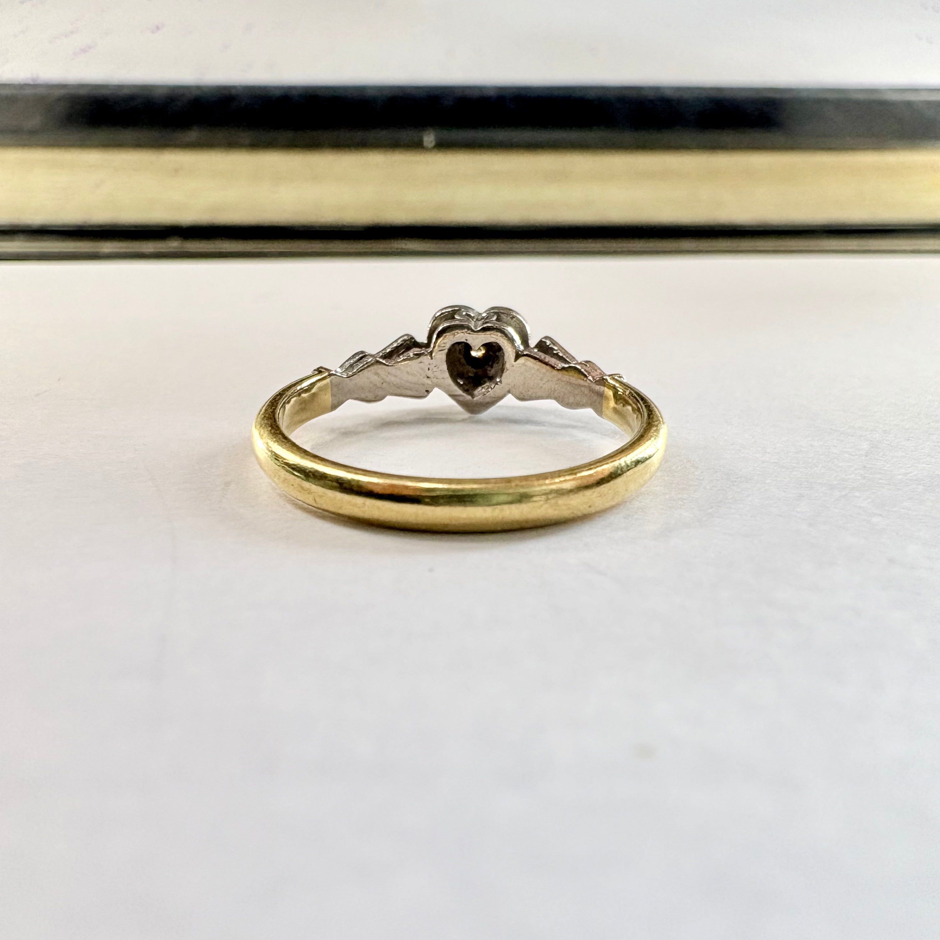 18ct yellow gold and Platinum Diamond Ring Size Mi image 2