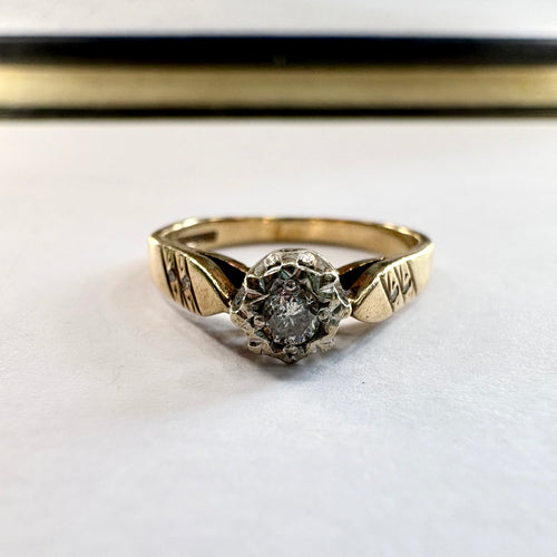 9ct yellow Gold diamond Ring N1/2 image 0