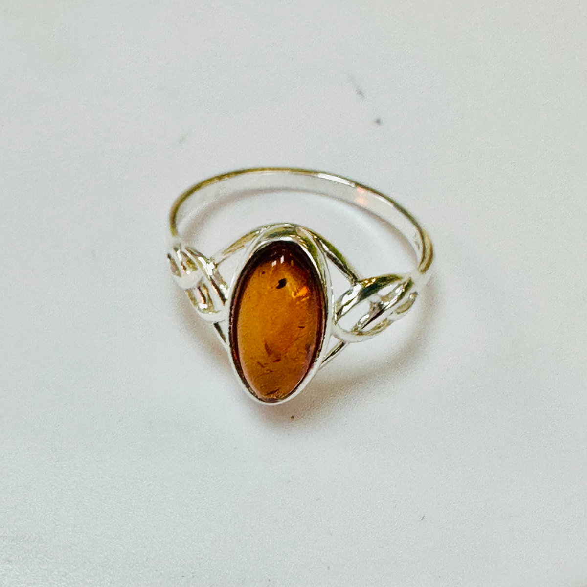 Sterling silver long Amber Oval ring S image 2