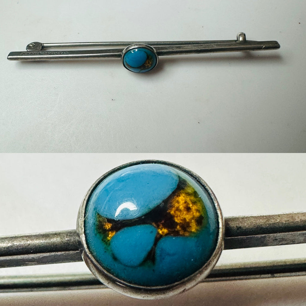 Sterling silver Brooch With turquise glass poss Bernard Ingatstone image 0