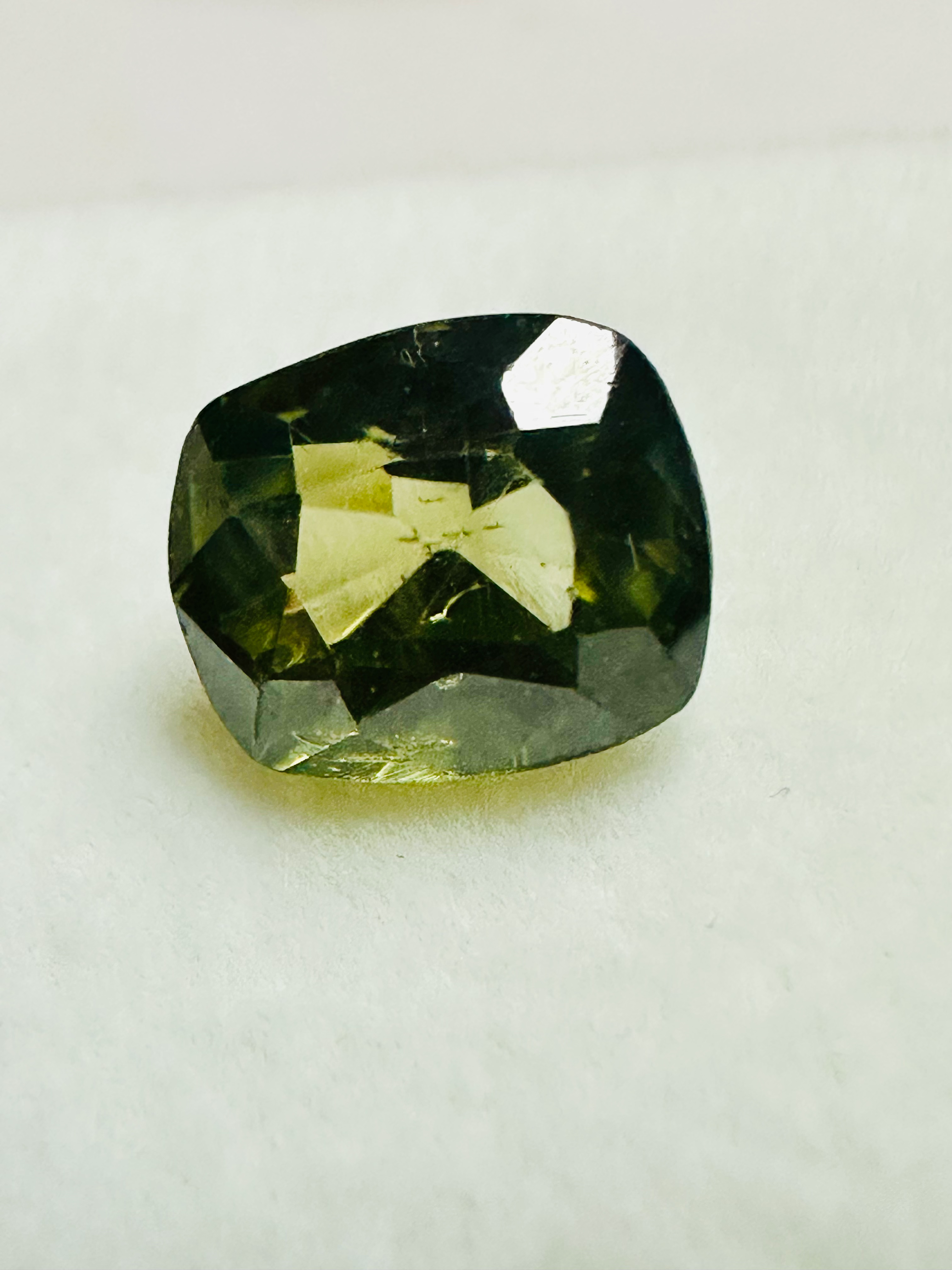 Green Zircon cushion 8.6mm x 7.2 mm.   3.26cts image 5
