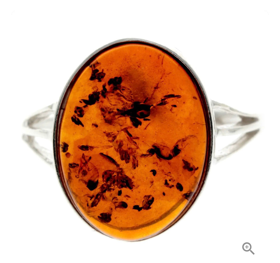 925 Sterling Silver & Genuine Baltic Amber Classic Designer Ring Size T image 0