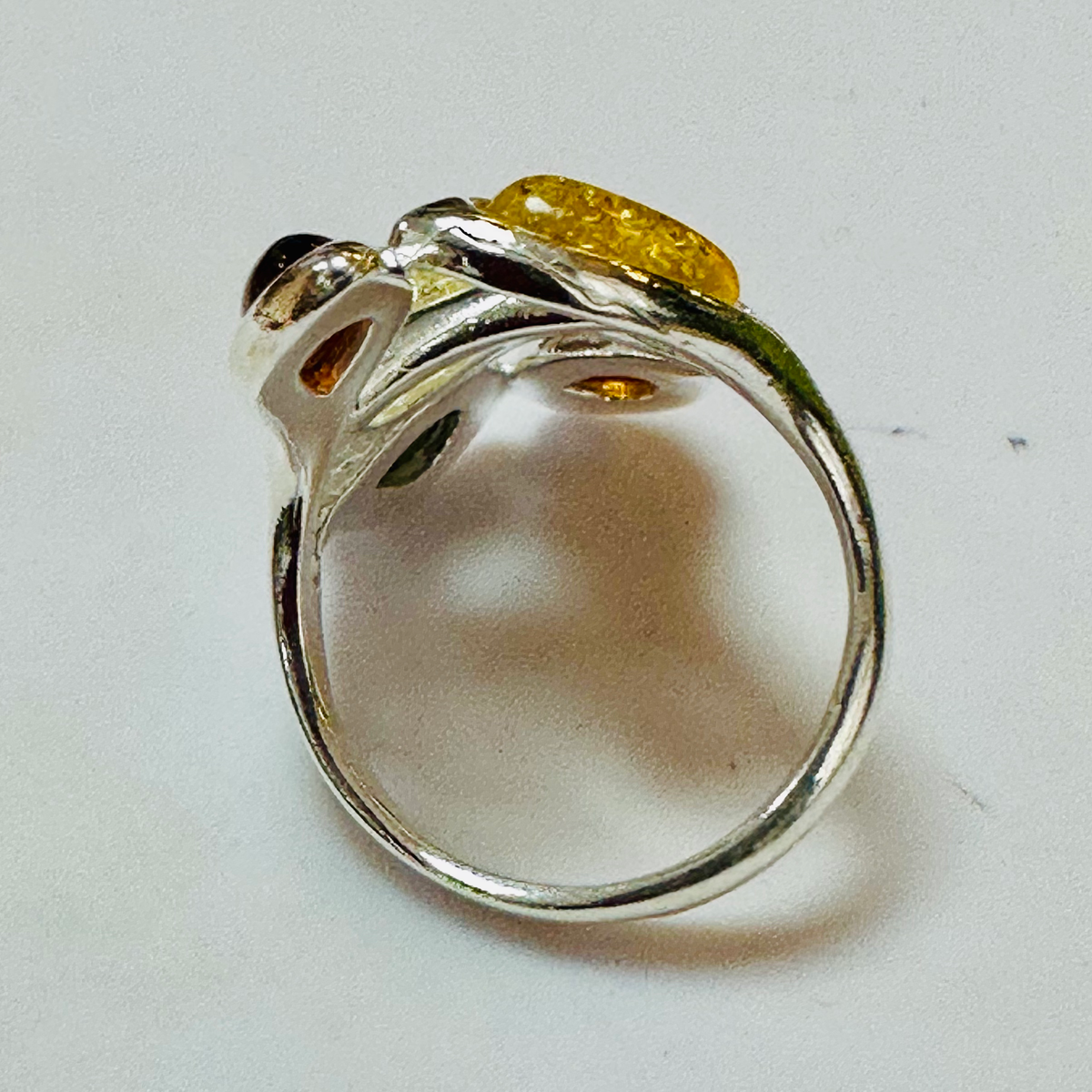 Sterling silver 5 colour Amber ring size L image 5