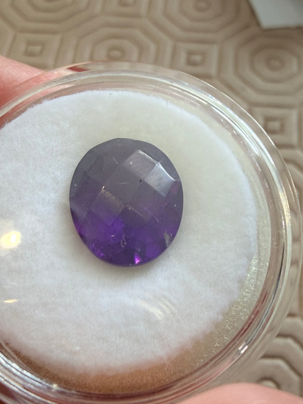 Amethyst Deep Purple Oval Checkerboard Cut 11.9 × 9.8mm 3.81ct