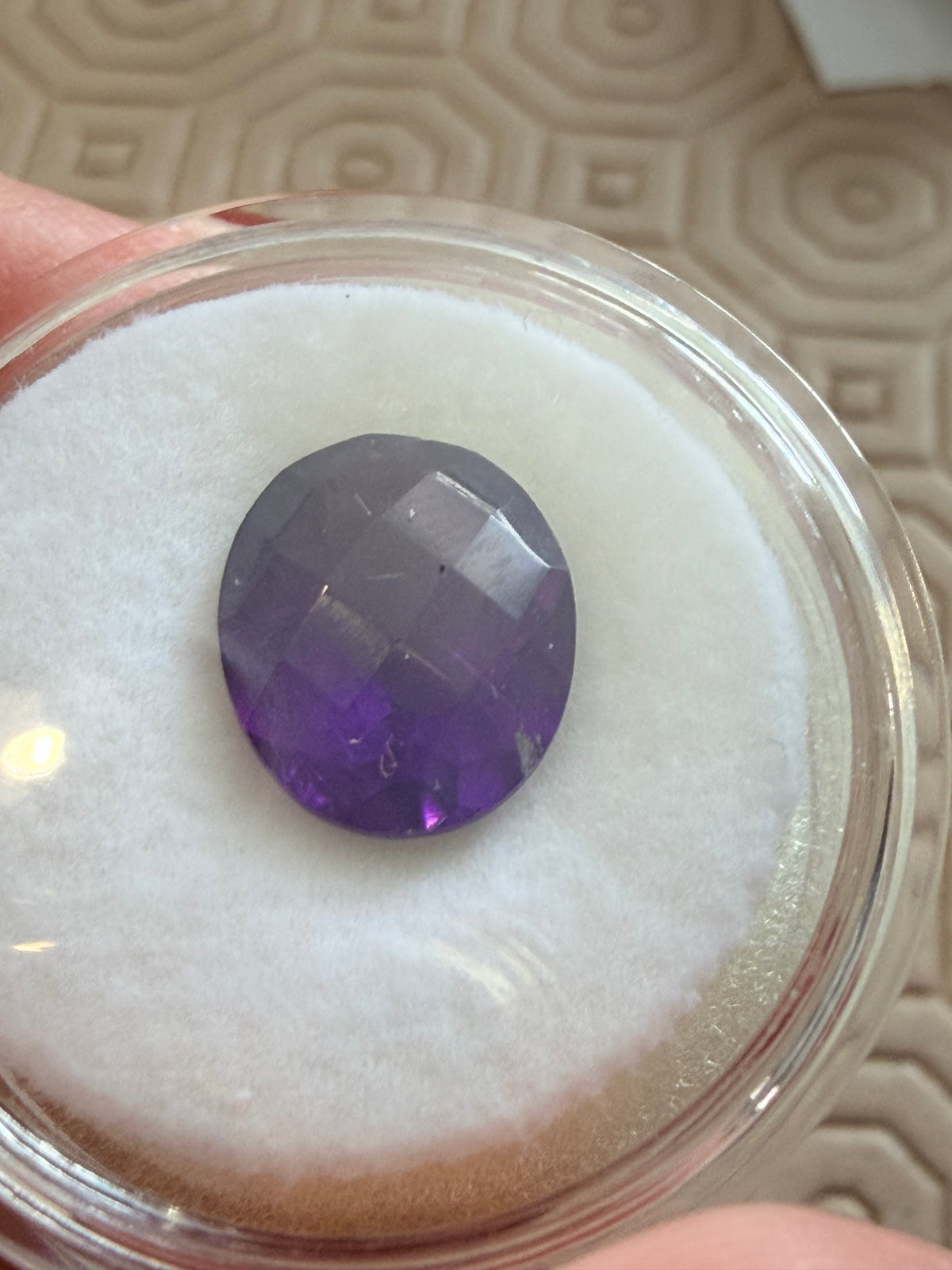 Amethyst Deep Purple Oval Checkerboard Cut 11.9 × 9.8mm 3.81ct