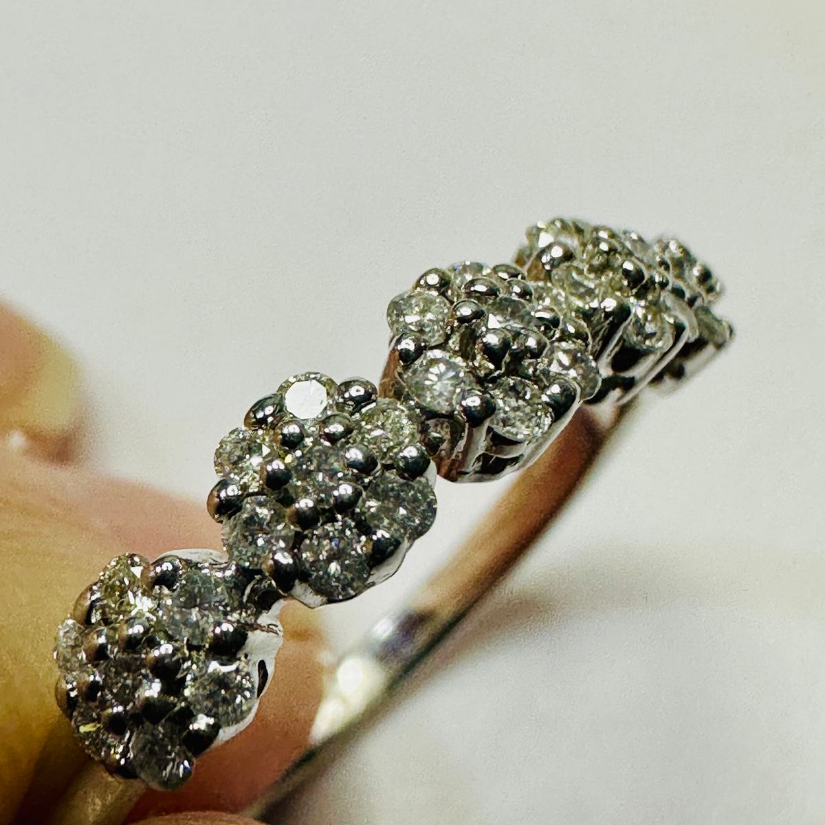 NEW 9Ct Diamond Floral Cluster Ring Size O image 4