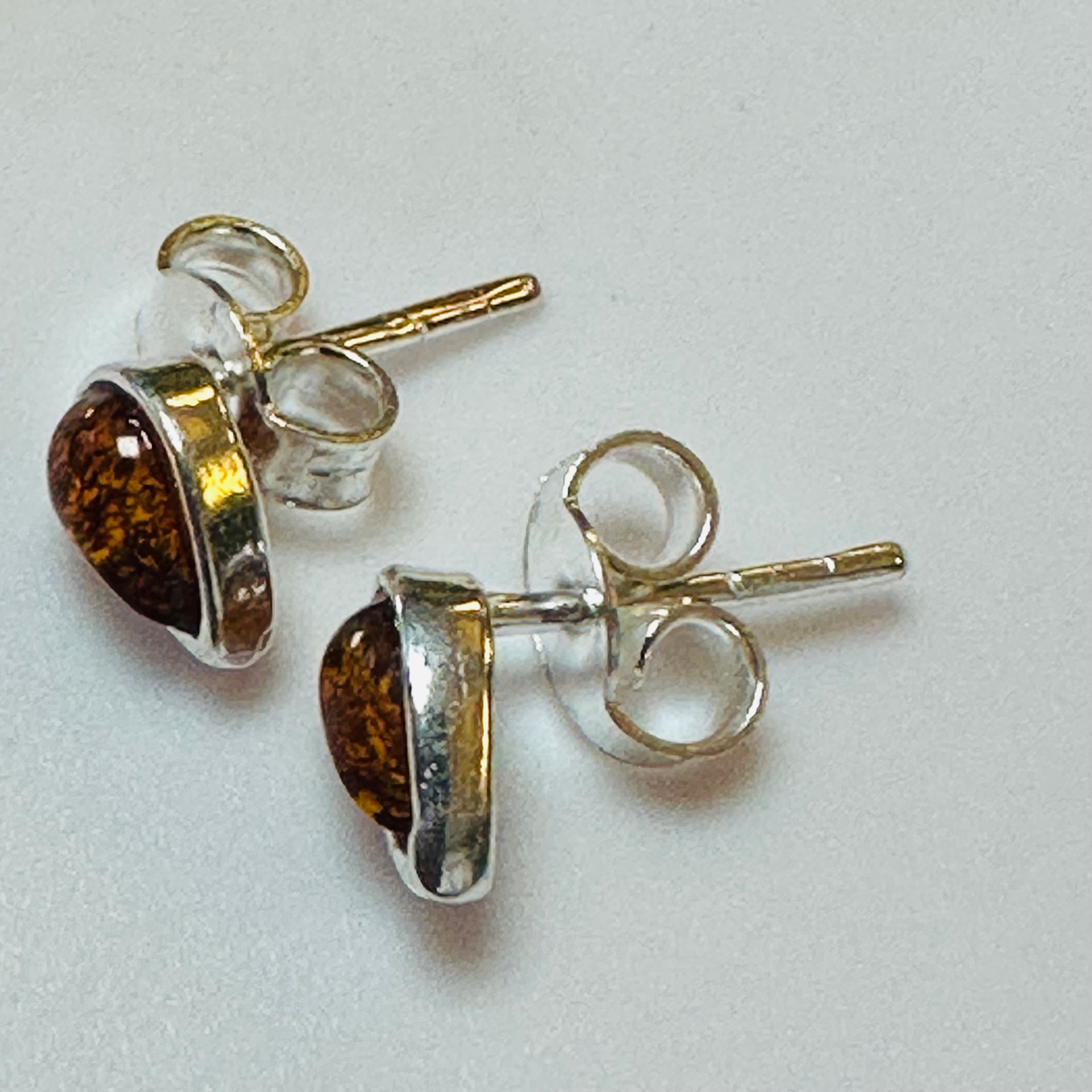 Sterling silver amber drop studs  image 2
