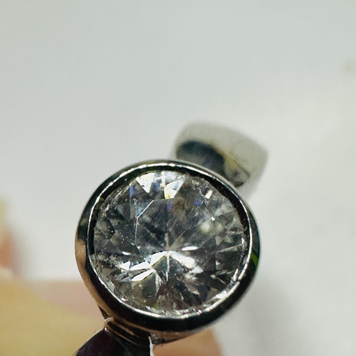 9ct White Gold and White Zircon ring size N1/2 image 1