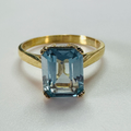 Hand cut Synthetic Spinal Ocean Blue 9ct yellow gold ring size N1/2 image 0