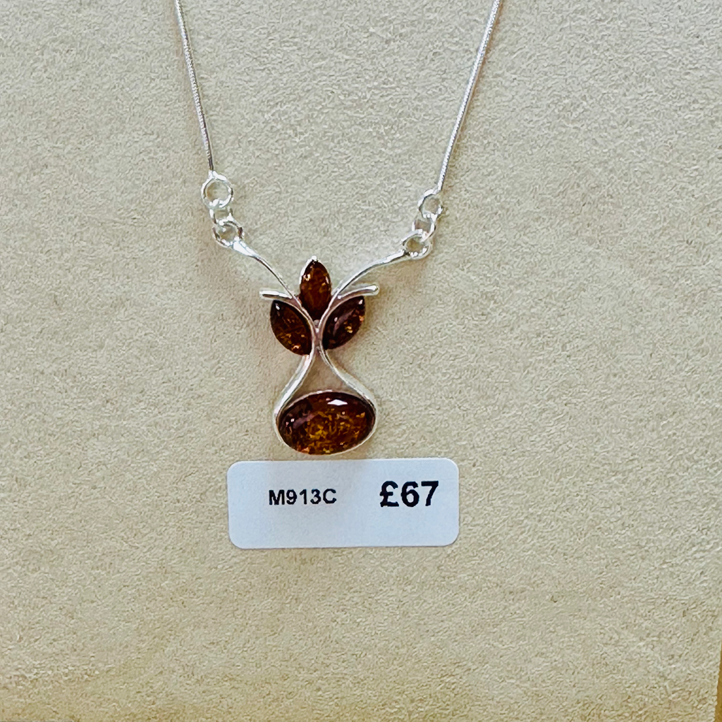 Sterling silver Amber necklace 18inch image 0
