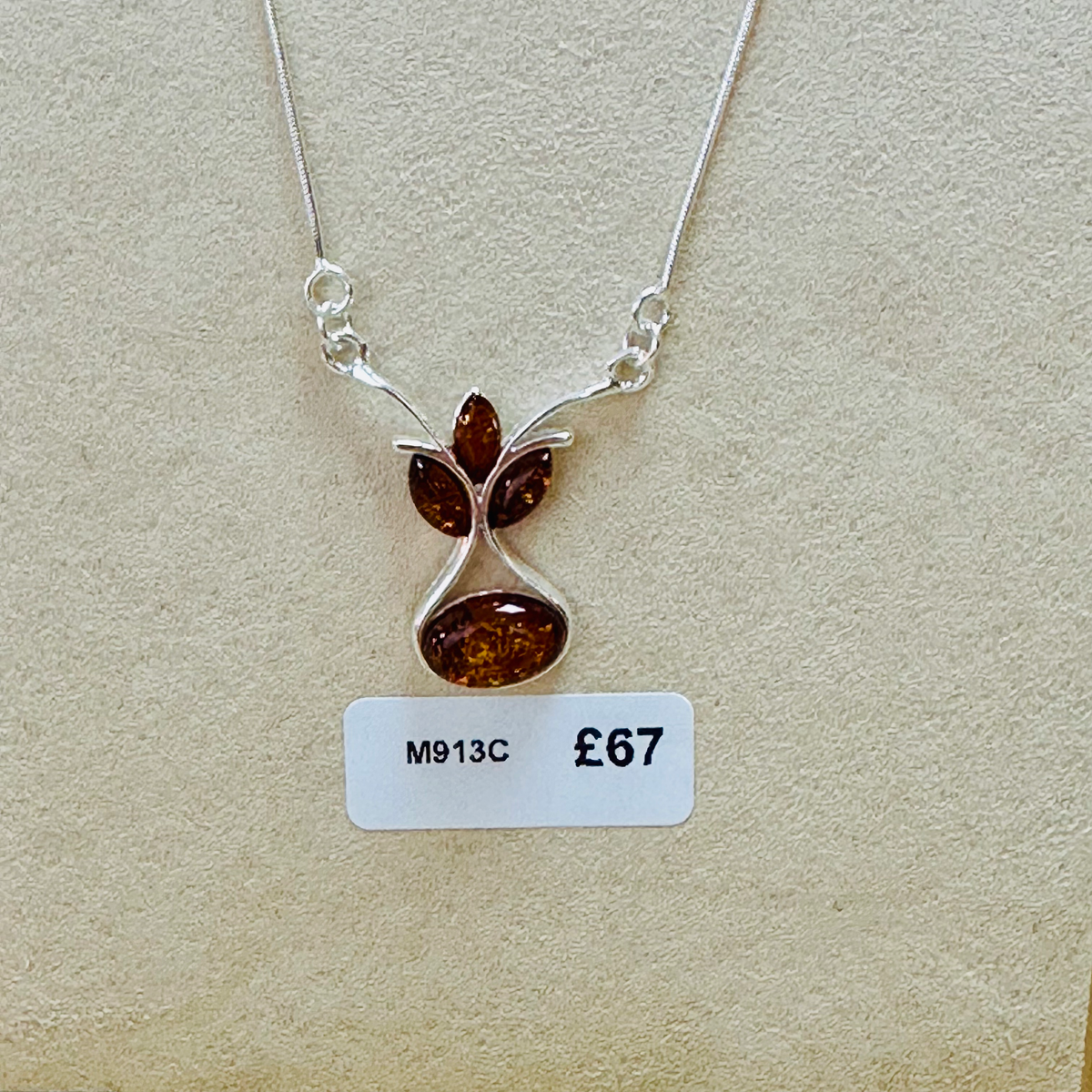 Sterling silver Amber necklace 18inch image 0