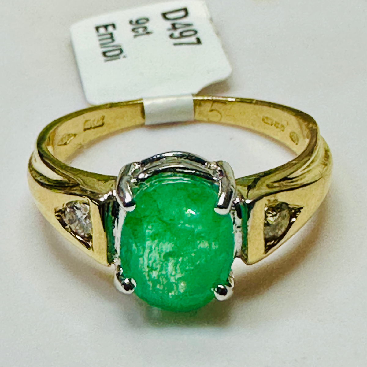 NEW 9Ct Emerald and Diamond Ring Size R image 2