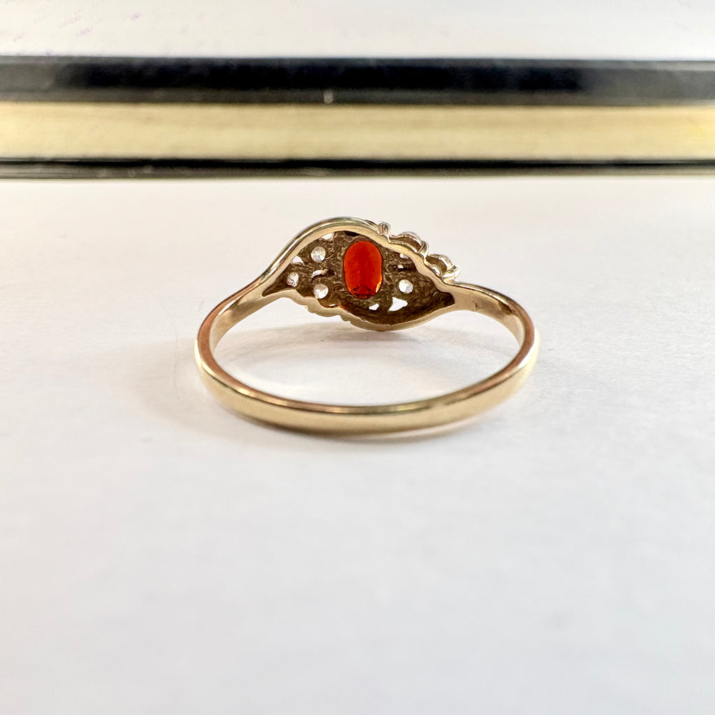 9ct Yellow gold hessonite Garnet Ring M3/4  image 2