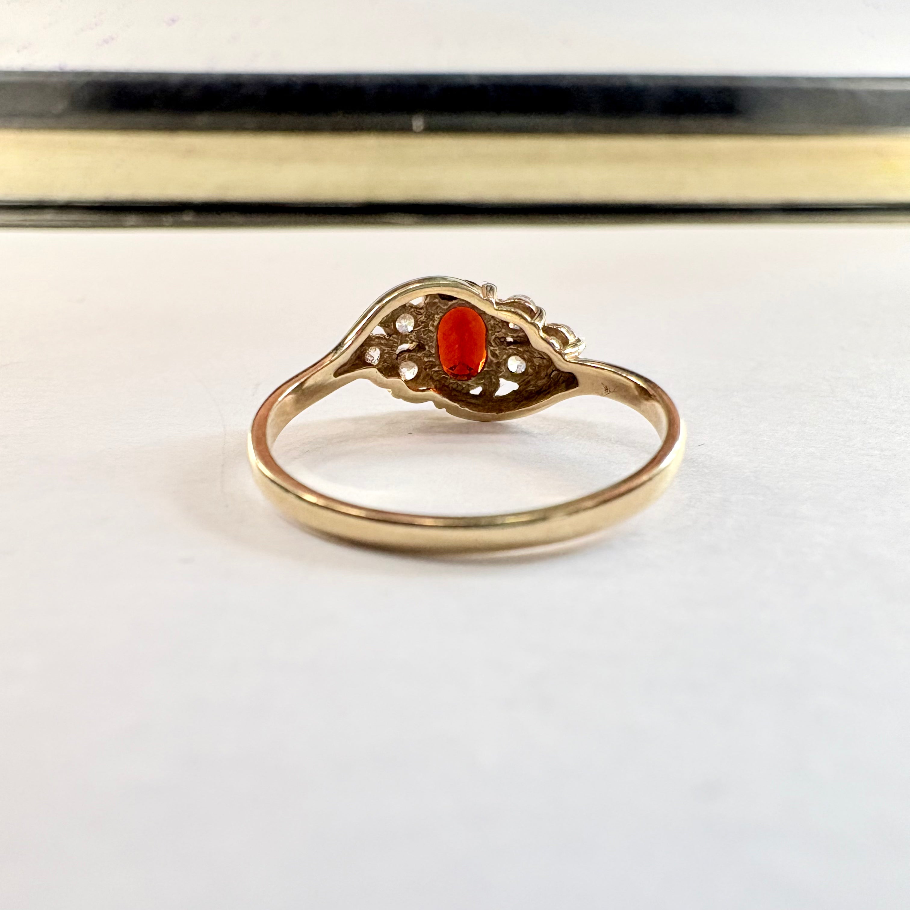 9ct Yellow gold hessonite Garnet Ring M3/4  image 2