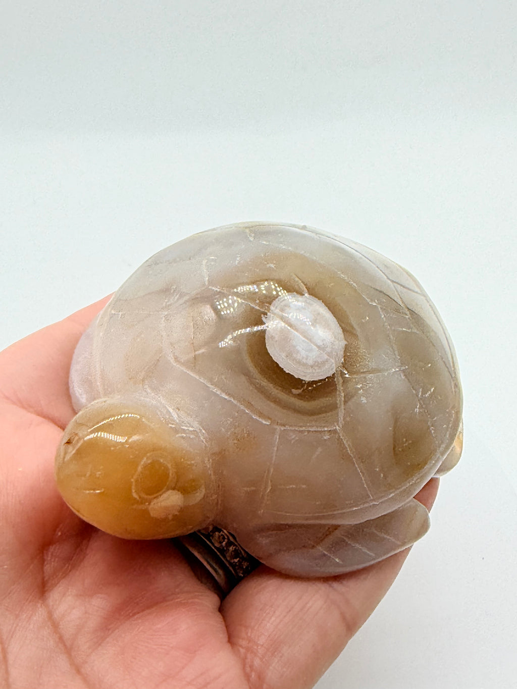 Flower Agate Carved Turtle Crystal Figurine – Healing Meditation Stone Decor image 7