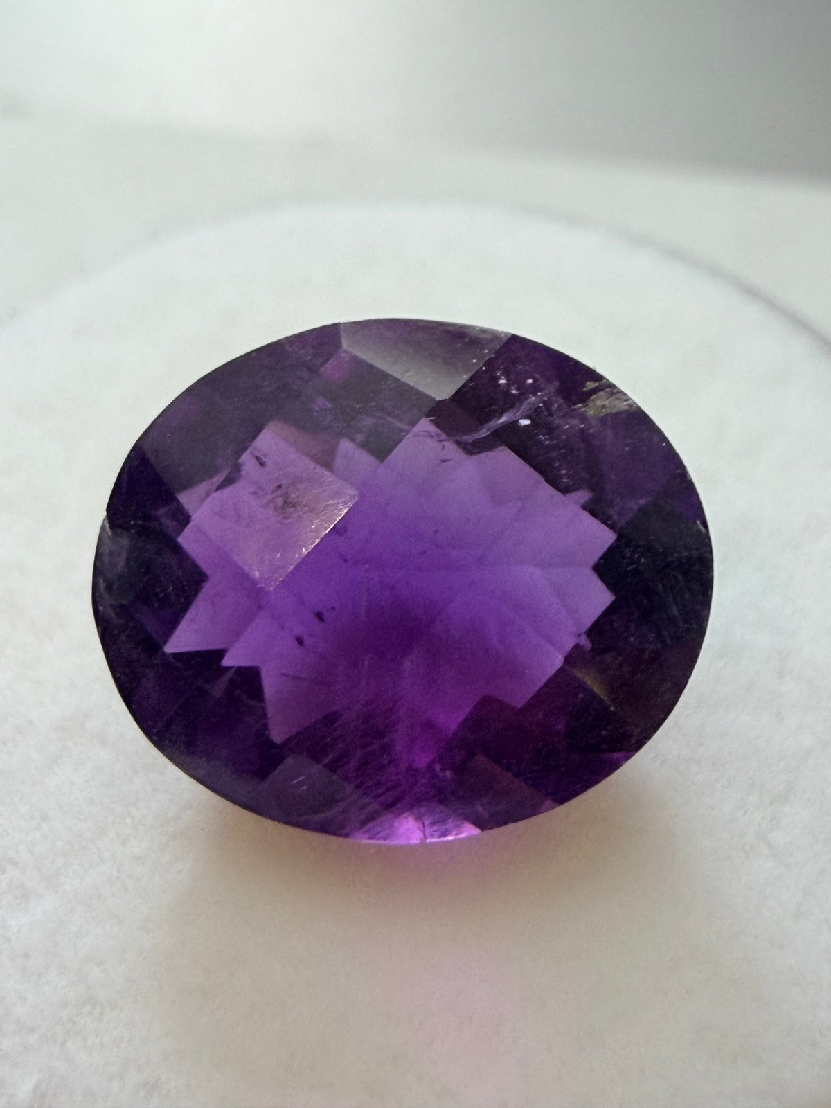 Amethyst Deep Purple Oval Checkerboard Cut 11.9 × 9.8mm 3.81ct