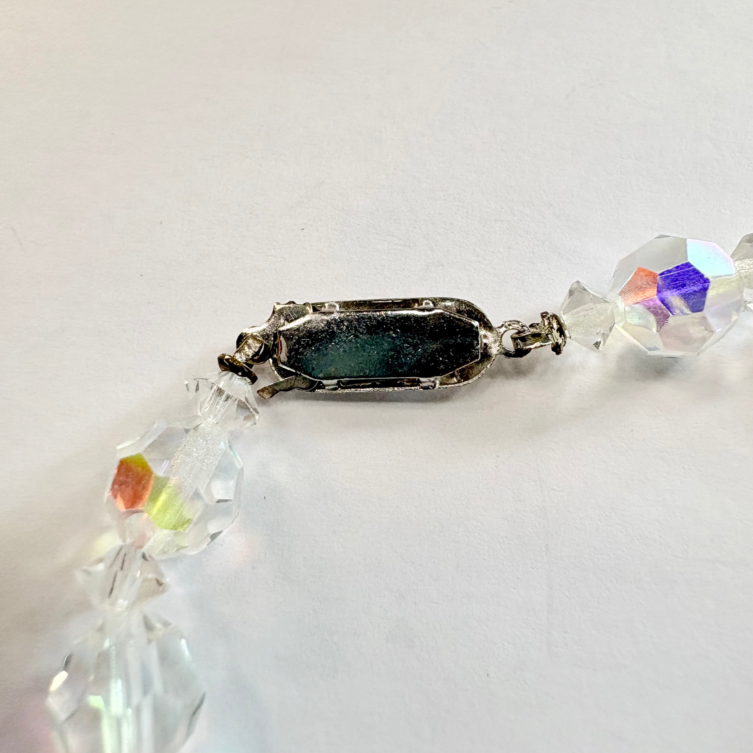 Vintage iridescent beaded necklace image 3