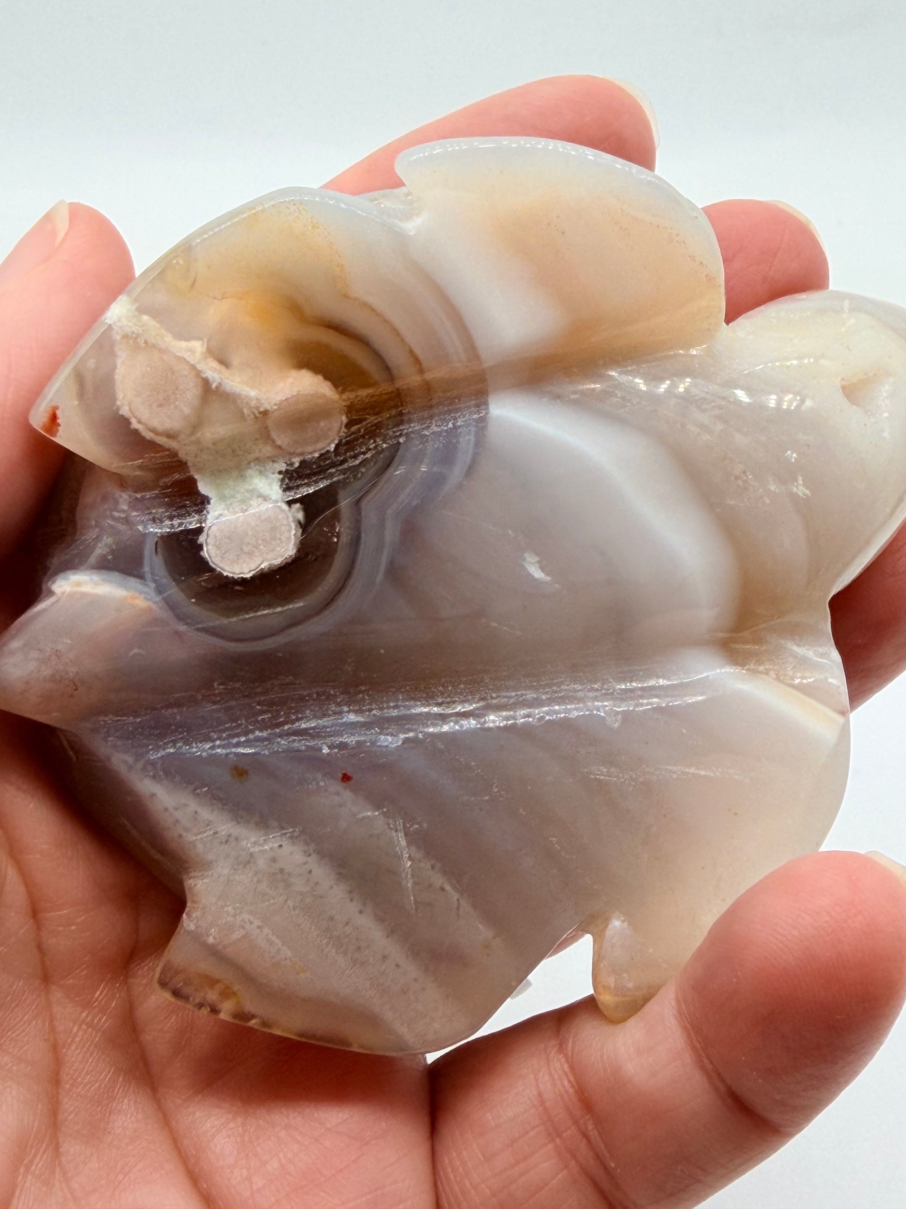 Flower Agate Carved Turtle Crystal Figurine – Healing Meditation Stone Decor image 8