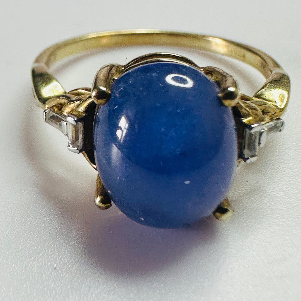 9ct gold Tanzanite cab 11mmx8.5mm  ring size P1/2 image 4