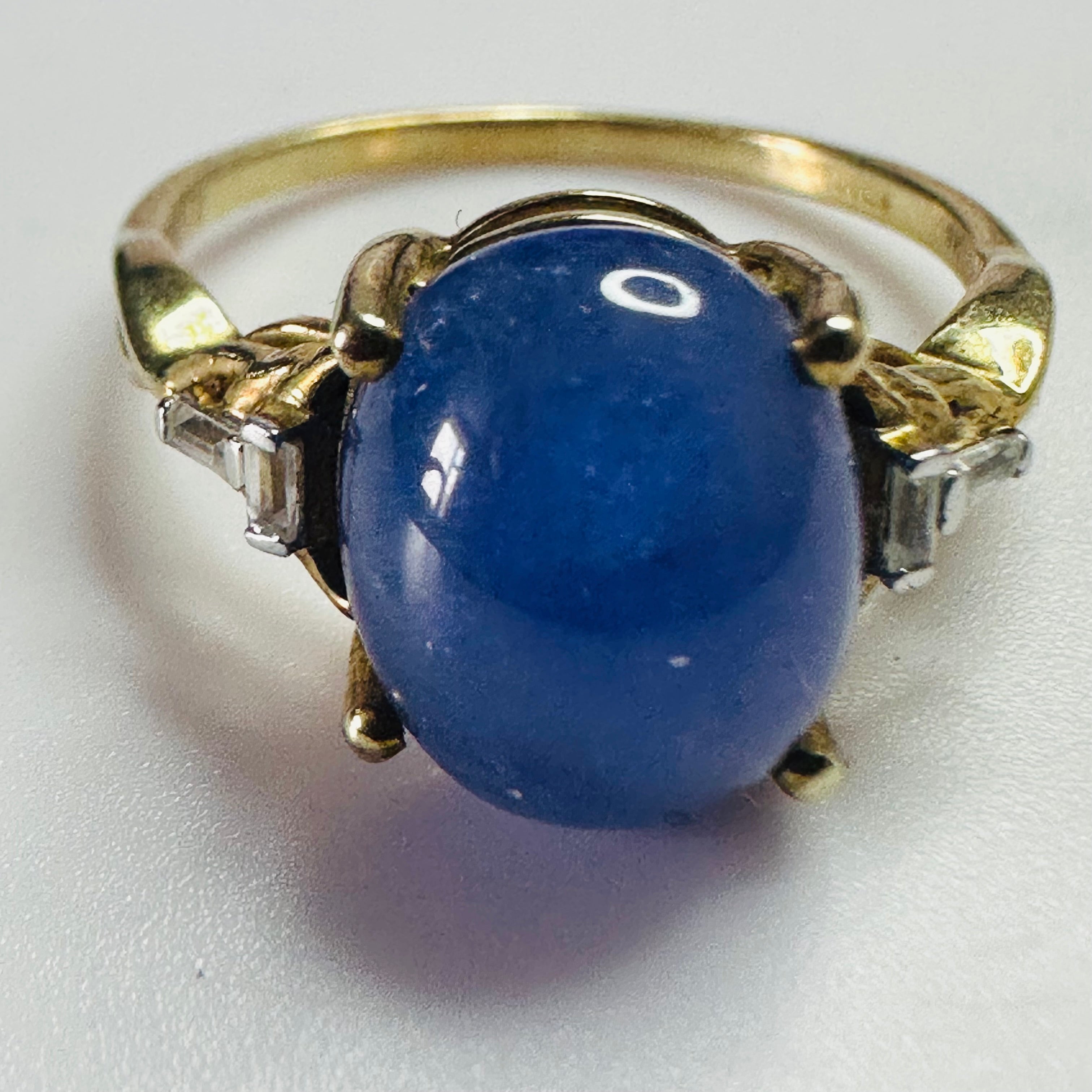 9ct gold Tanzanite cab 11mmx8.5mm  ring size P1/2 image 4
