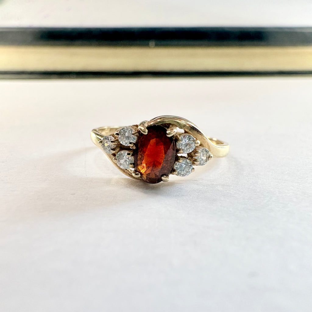 9ct Yellow gold hessonite Garnet Ring M3/4  image 0