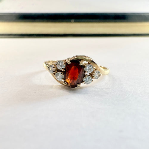 9ct Yellow gold hessonite Garnet Ring M3/4  image 0
