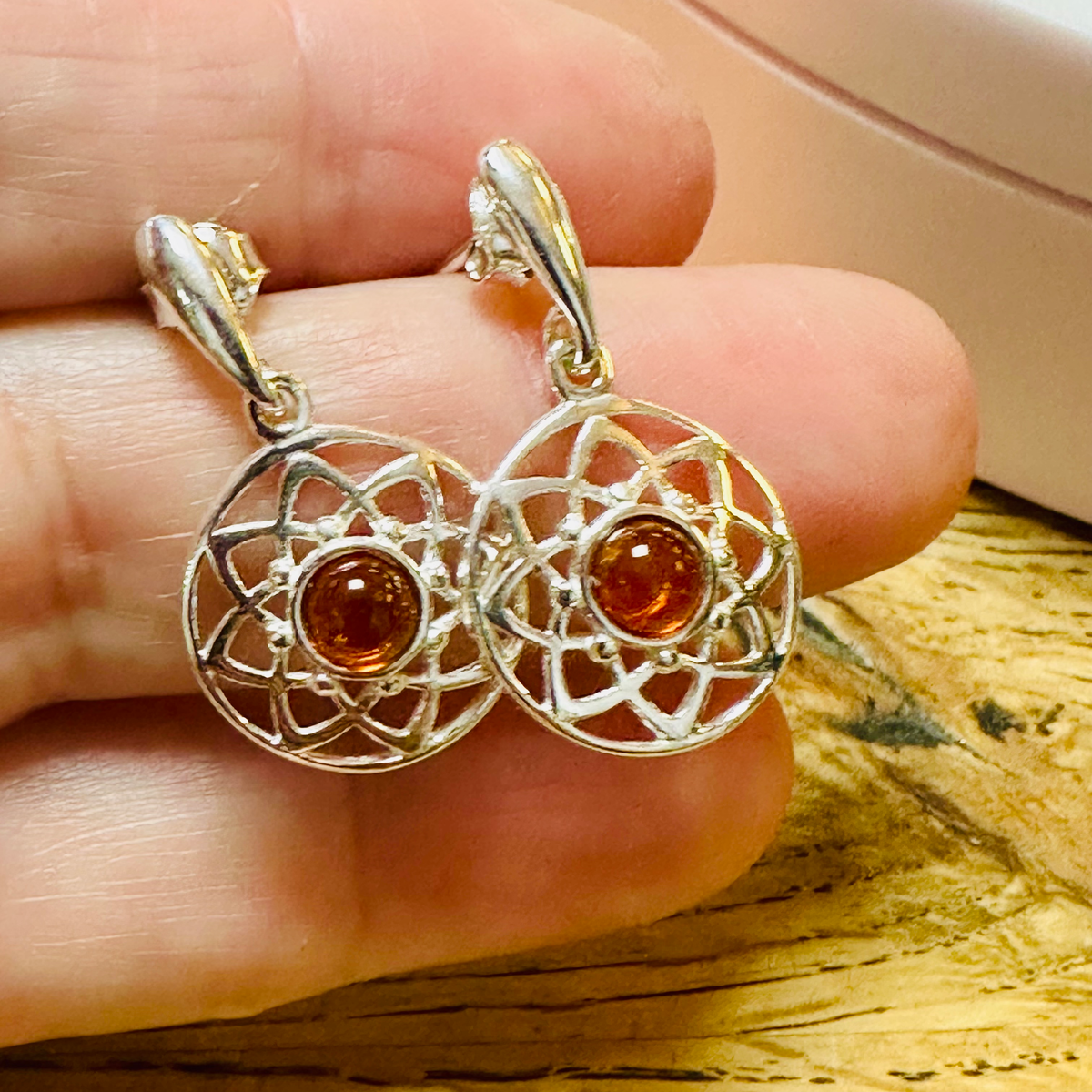 Sterling silver amber earrings  image 4