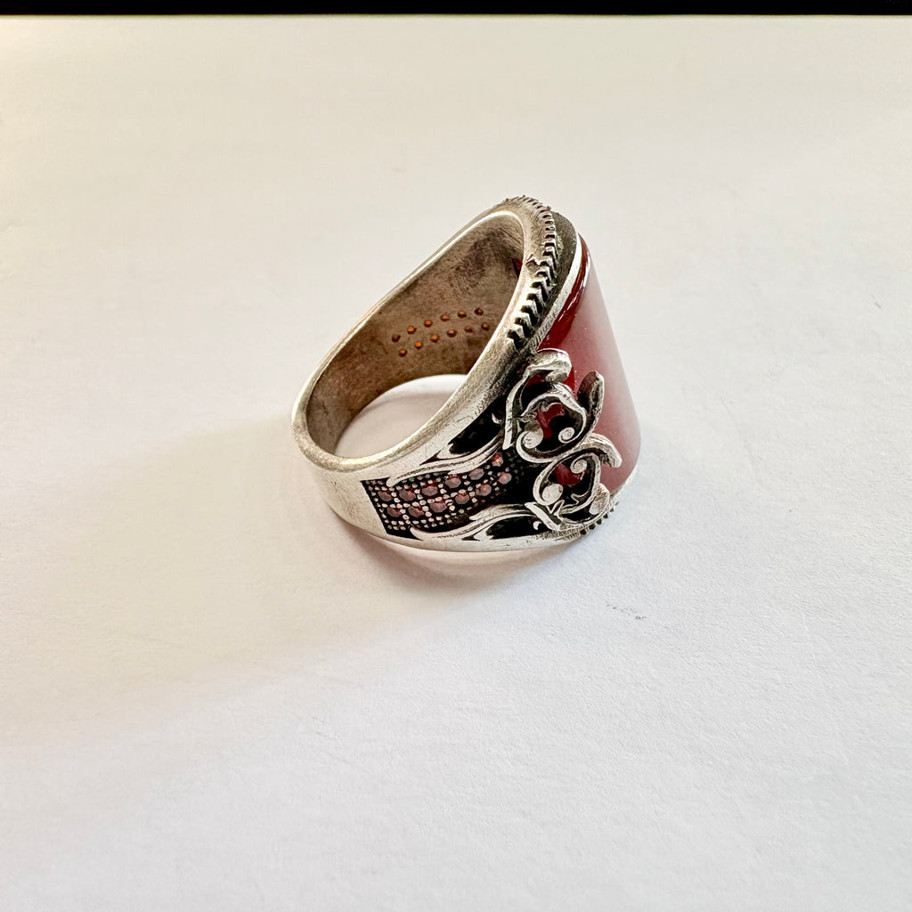 Sterling Silver agate ring P curved cut agate image 3