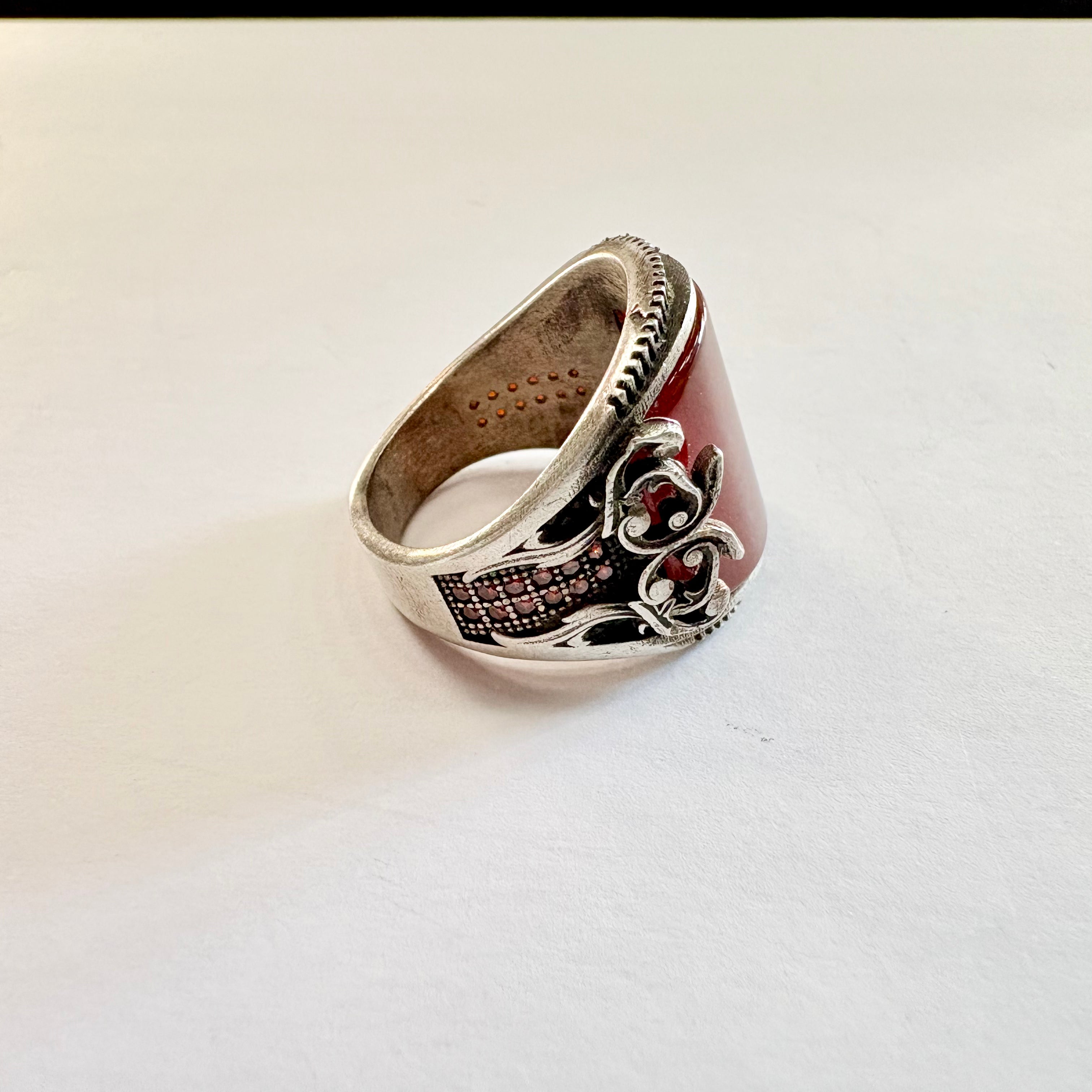 Sterling Silver agate ring P curved cut agate image 3