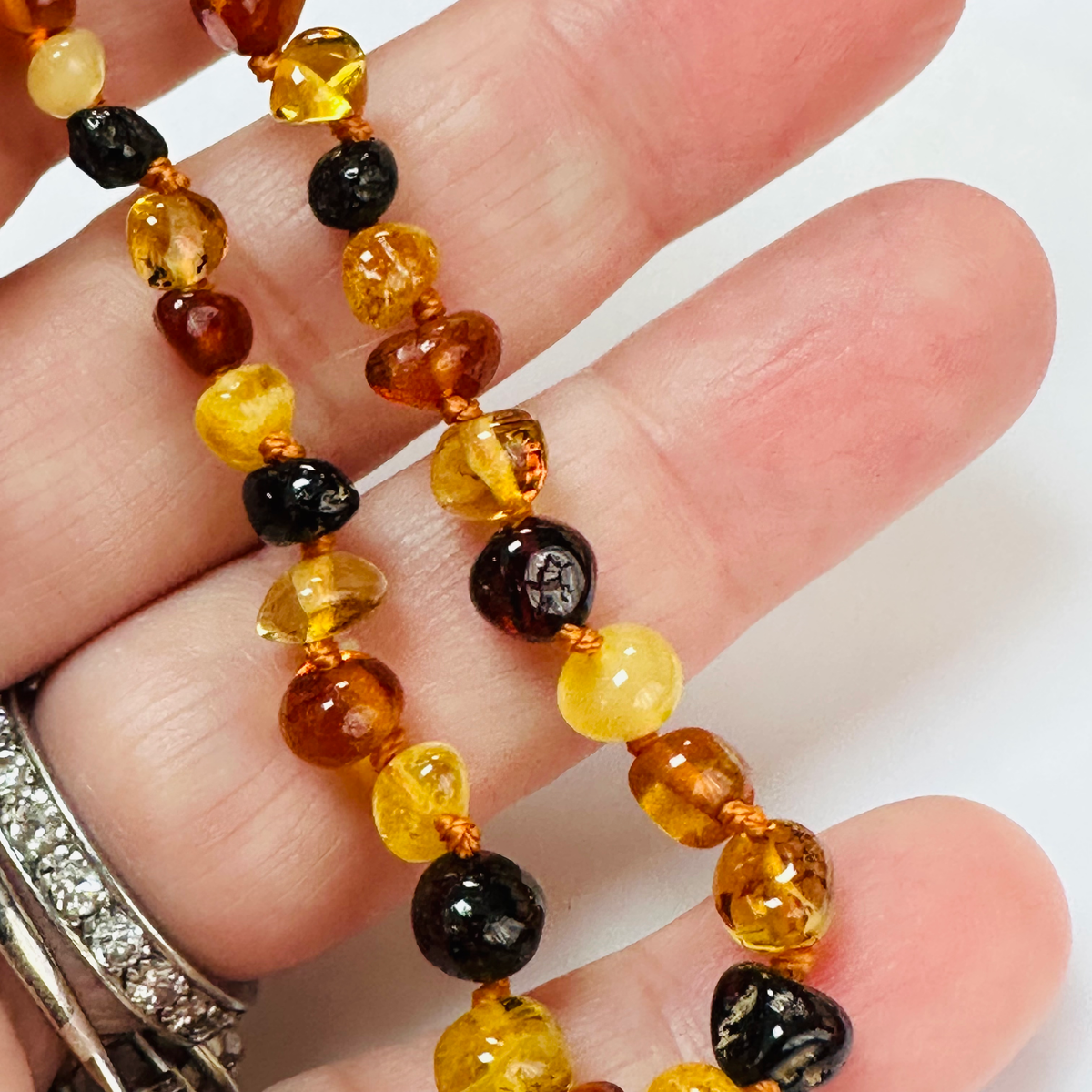 New Amber multi coloured knotted bracelet 8 inch image 1
