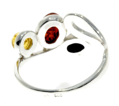 925 Sterling Silver & Baltic Amber Modern Ring image 1