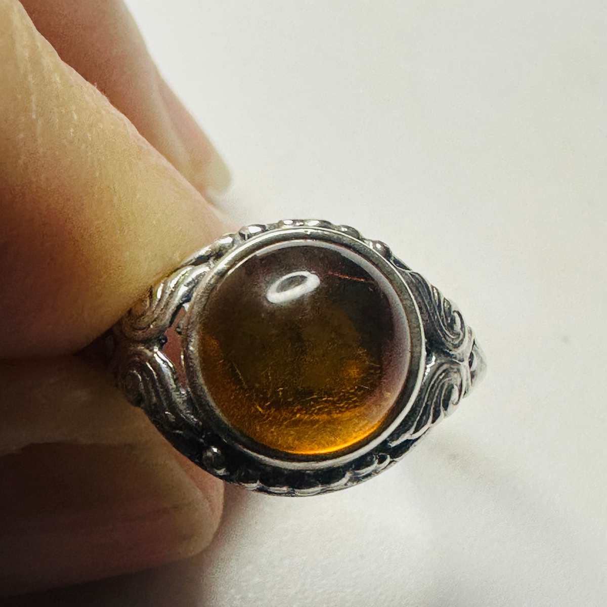 Sterling silver and Amber ring size O1/2 image 6