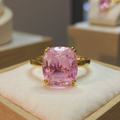 Hand cut Synthetic Sapphire Pale Pink Yellow 9ct yellow gold ring sizeN image 0