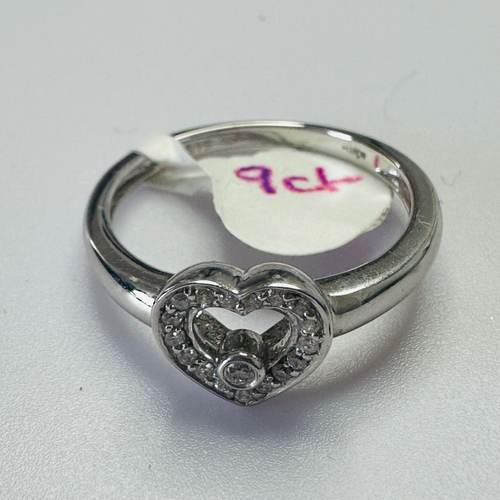 Diamond Heart ring in 9ct White Gold size H image 1
