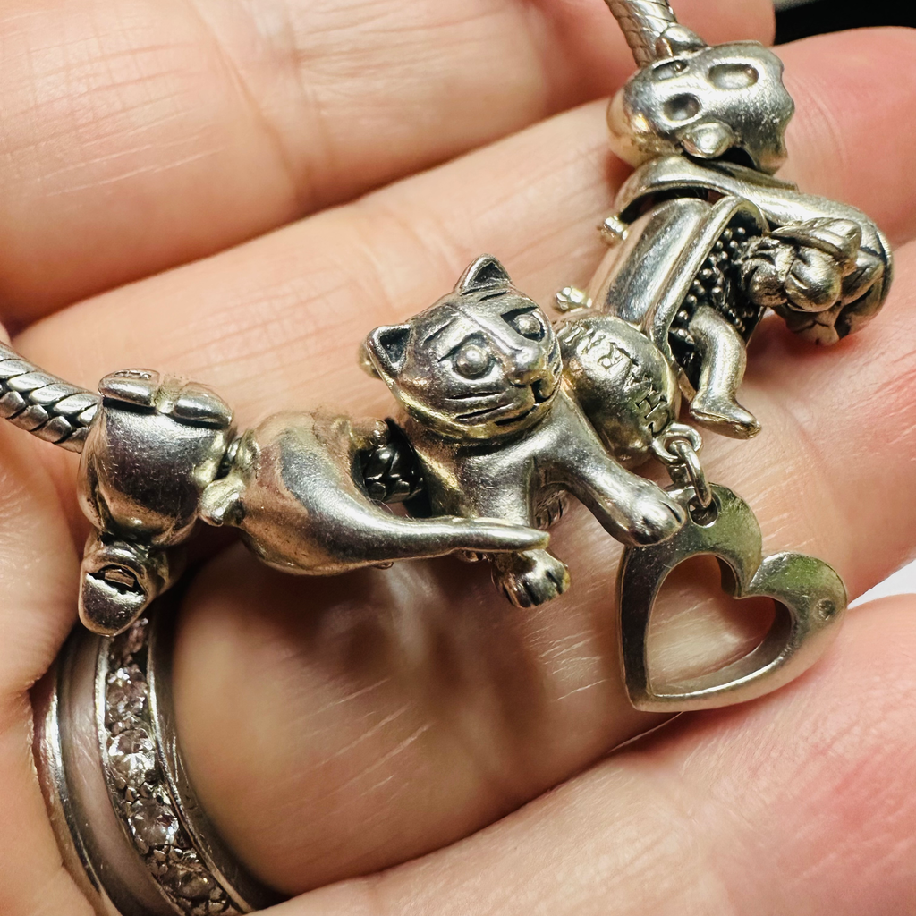The charm company 925 charm bracelt with charms lady in bath cat and ghost image 4