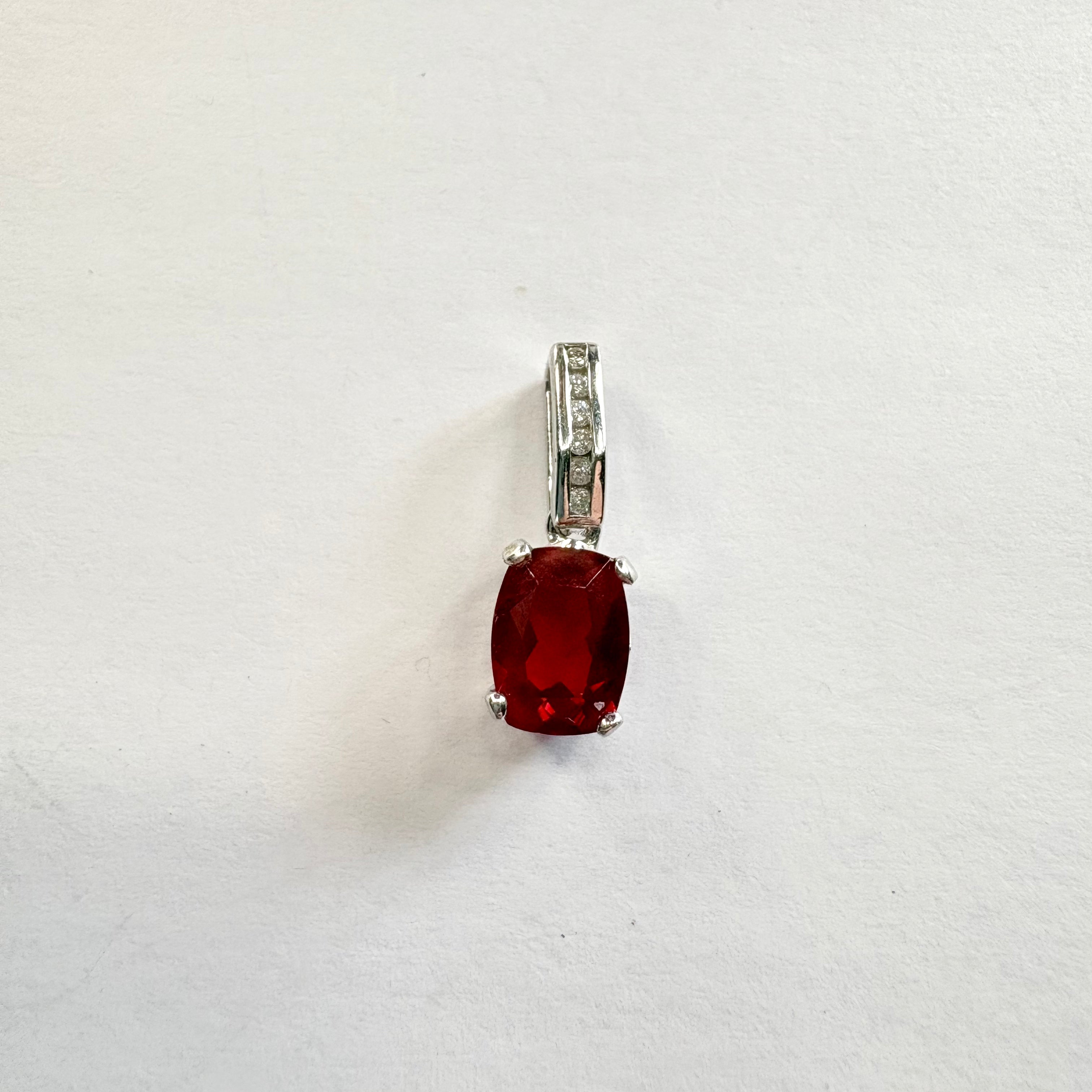 9ct white gold diamond and Andersine pendant image 0