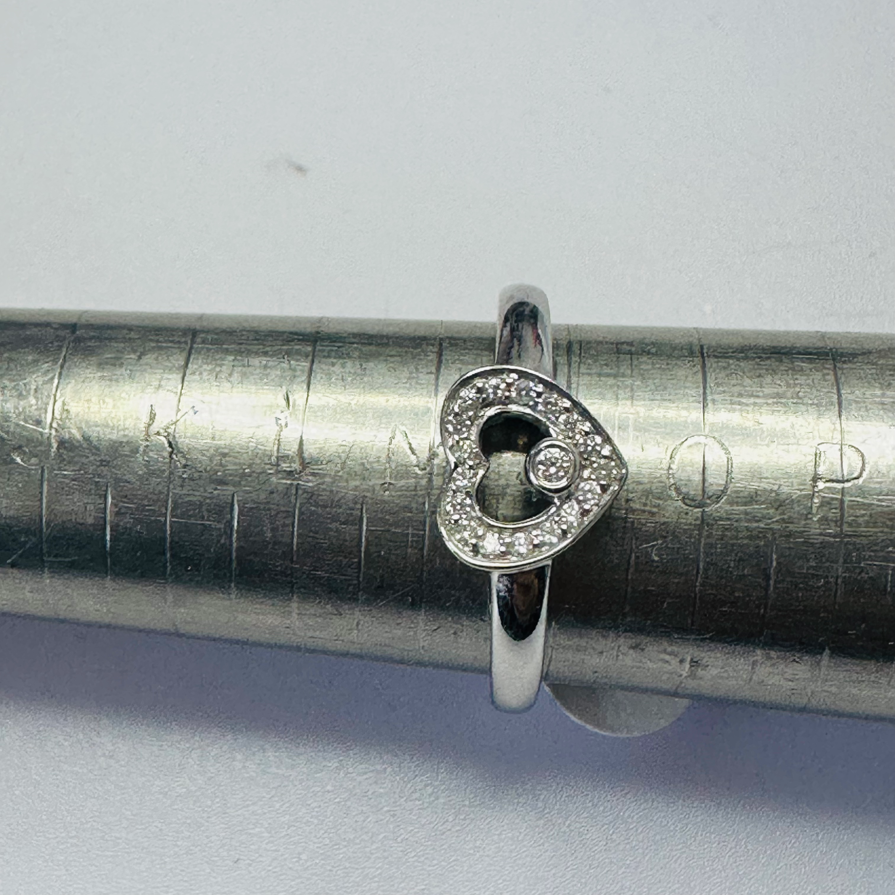 Diamond Heart ring in 9ct White Gold size H image 6